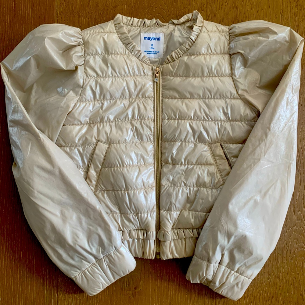 Mayoral Girls Sz 8 Cream Puffer Jacket